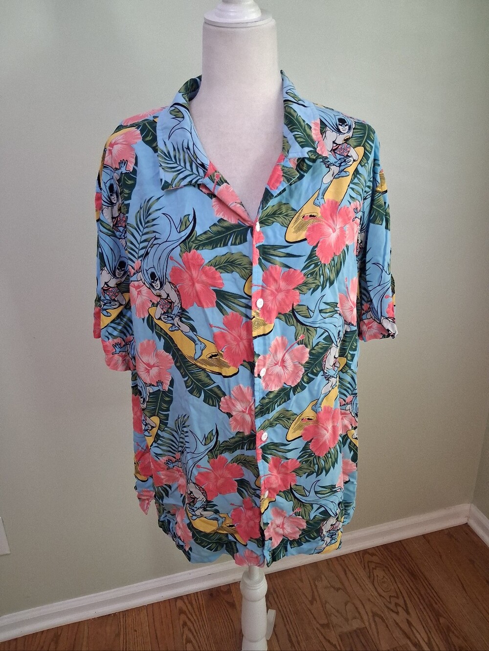 DC Classic Batman Hawaiian Button Front Shirt